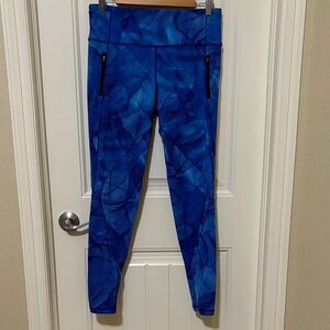 Lululemon Run‎ It Out Blue Watercolor Patterned Leggings